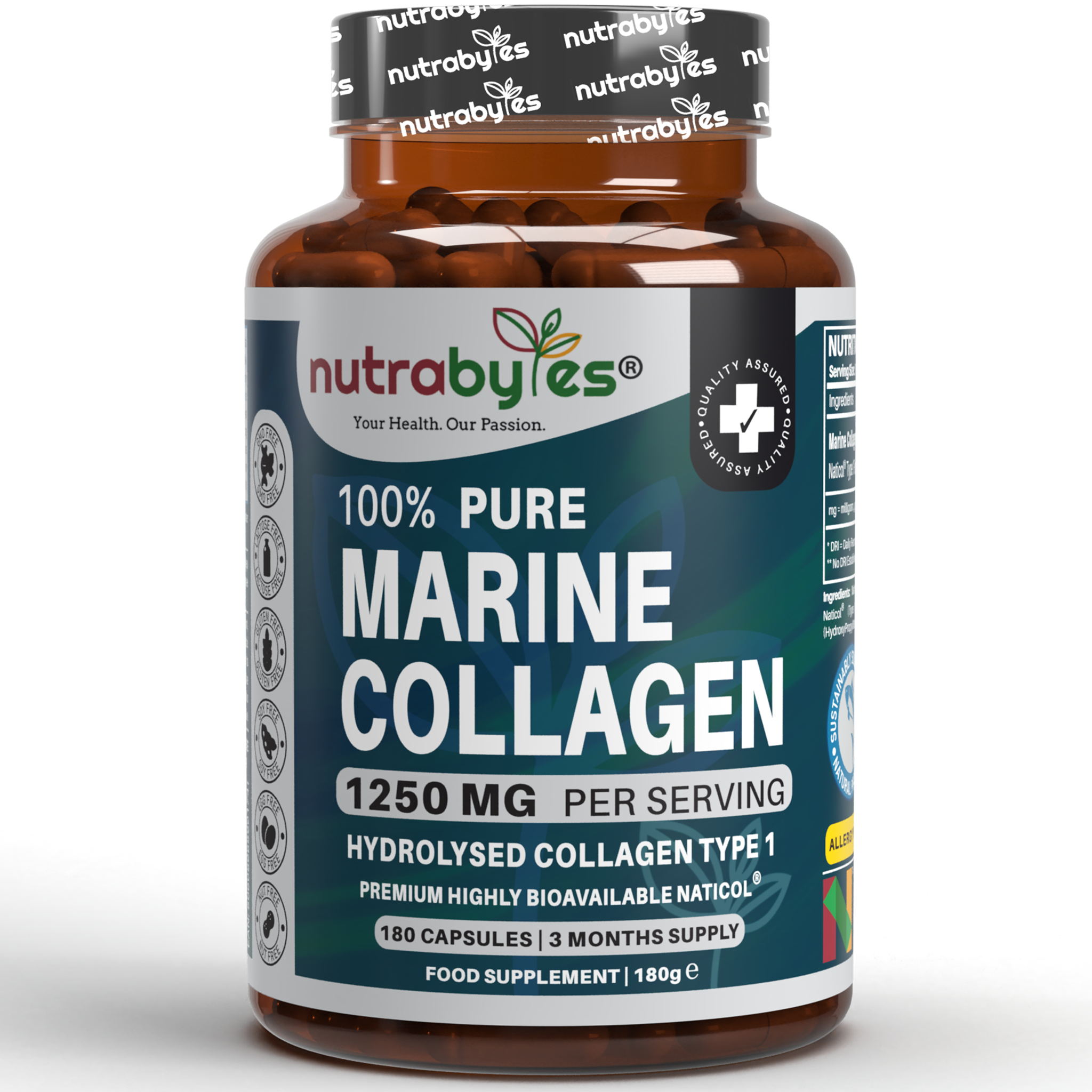 Pure Marine Collagen Capsules - 1250mg High Strength Collagen